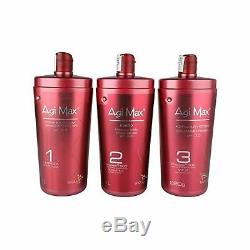 Agi Max Brazilian Keratin Hair Treatment Kit Straightening 1 Ltr 3 Step 3x1000ml