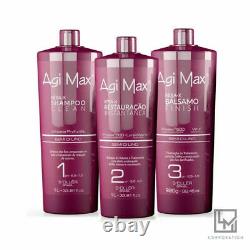 Agi Max Kera-x Brazilian Semi Di Lino Keratin Hair Treatment Kerax 3 x 1000ml