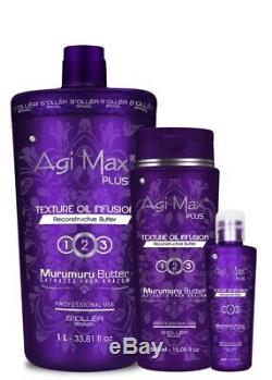 Agi Max PLUS NEW Brazilian Keratin Hair/Straightening Kit 1 LT 3 Steps X 1000ml