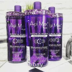 Agi Max Plus NEW Brazilian Keratin Hair/Straightening Kit 1 LT 3 Steps X 1000ml