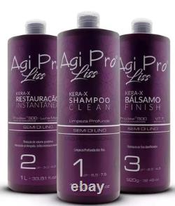 Agi Max Pro Liss Kera-X / Hair Straightening System with Brazilian Flaxseed 3x1L