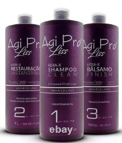 Agi Pro Liss Kera-X Agimax Semi di Lino Hair Straightening Agi Max Kit 3x1L