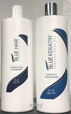 BLUE HAIR PROFESSIONAL Clarifying Shampoo 16 OZ & Blue Keratin Treatment 32 OZ