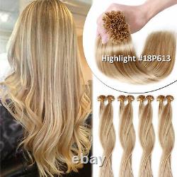 Blonde Keratin Nail U-Tip Pre Bonded 100% Remy Human Hair Extensions Straight US