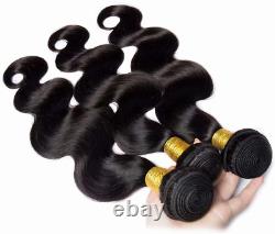 Brazilian Human Hair Bundles VIPbeauty Body Wave Bundles with Closure Natural 22