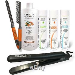 Brazilian Keratin Blowout Hair Complex Treatment XL Set with Comb and Flat Iron