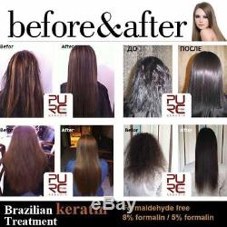Brazilian Keratin Treatment Hair Straighten Set 100ml X 4 Bottles + Flat Iron