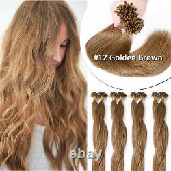 Brazilian Remy Human Hair Extensions Nail U Tip Pre Bonded Keratin Blonde 0.5G/S