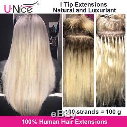 Brazilian Straight Fusion I Tip Stick Keratin Pre Bonded Human Hair Extension US