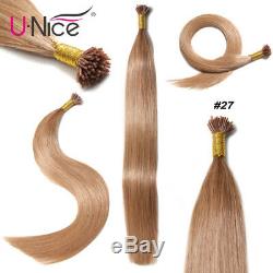 Brazilian Straight Fusion I Tip Stick Keratin Pre Bonded Human Hair Extension US