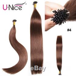 Brazilian Straight Fusion I Tip Stick Keratin Pre Bonded Human Hair Extension US