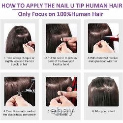 Brazilian Thick Keratin Nail U-Tip 100% Human Hair Extensions Pre Bonded Fusion
