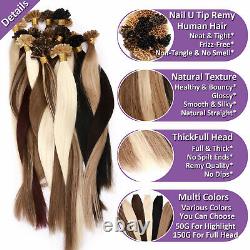 CLEARANCE Pre Bonded U-Tip Nail Keratin Remy Human Hair Extensions Fusion 1G US