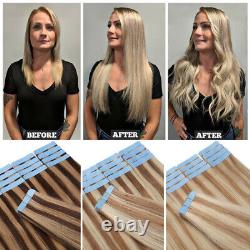 CLEARANCE Tape In Remy Human Hair Extensions Skin Weft FULL HEAD Beige Blonde 8A