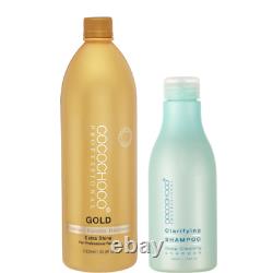 COCOCHOCO Keratin Gold Hair Treatment 1000ml+Clarifying Shampoo Before Use 400ml