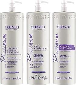 Cadiveu Platinum Kit Progressive Brazilian Keratin Treatment Blow Dry Blond Hair