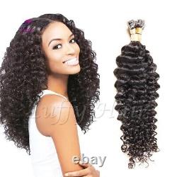 Curly Keratin Fusion Flat Tip Human Hair Extension Pre Bonded Flat Tip Hair 100g