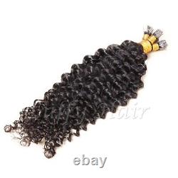 Curly Keratin Fusion Flat Tip Human Hair Extension Pre Bonded Flat Tip Hair 100g