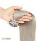 Curly Wavy Flat Keratin Tip 100% Remy Human Hair Extensions Blonde Grey 100g