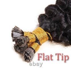 Deep Wave Flat Tip Human Hair Extension Pre Bonded Keratin Fusion Hair 100pcs