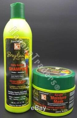 Fantasia IC Brazilian Hair Oil Daily Keratin Shampoo+Keratin moisture Masque Jar