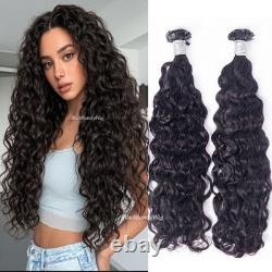 Flat Tip Hair Water Wave Remy Human Hair Extensions K Tip Keratin Fusion 100g