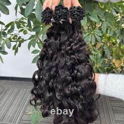 Flat Tip Hair Water Wave Remy Human Hair Extensions K Tip Keratin Fusion 100g