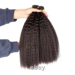 Flat Tip Human Hair Extension Kinky Straight Keratin Fusion Hair 100g 100Pcs