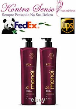 Fox Monoi Oil Btox Brazilian Keratin Treatment 2 x 1Lt. Free Shipping UPS
