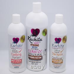 Full Kit Brazilian Keratin Treatment Kachita Spell Chocolate 32floz + 2 Shampoo