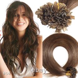 Fusion Nail U Tip Keratin Real Remy Human Hair Extensions Brunette Brown Black