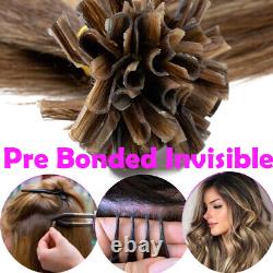 Fusion Pre Bonded Keratin Nail U Tip Remy Human Hair Extensions 16 18 20 22