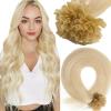 Fusion Tip Extensions Keratin Nail U Tips Brazilian Real Remy Human Hair Blonde