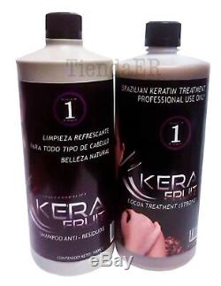 GENUINE KERATIN KERA FRUIT COCOA BRAZILIAN Hair Straightener 32 oz + 2 Botx