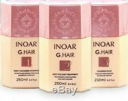 G. Hair Inoar Brazilian Keratin Blow Dry Treatment Kit 3 Litre Or 250ml Set Multi