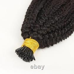 HAPPY&CC Kinky Curly 3C 4A Brazilian I Tip Hair Extensions 100% Keratin 18inch