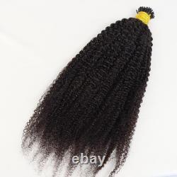 HAPPY&CC Kinky Curly 3C 4A Brazilian I Tip Hair Extensions 100% Keratin 18inch