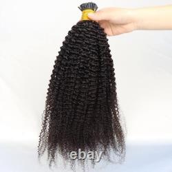 HAPPY&CC Kinky Curly 3C 4A Brazilian I Tip Hair Extensions 100% Keratin 18inch