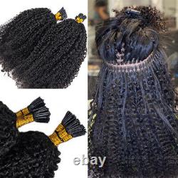 I Tip Human Remy Hair Extension Pre Bonded Keratin Micro Ring Kinky Curly Yaki