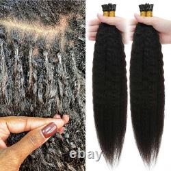 I Tip Human Remy Hair Extension Pre Bonded Keratin Micro Ring Kinky Curly Yaki