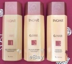 Inoar G-Hair Keratin Brazilian Hair Straightener 3 Steps Kit 3X1L Fast Shipping