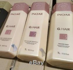 Inoar G-Hair Keratin Brazilian Hair Straightener 3 Steps Kit 3X1L Fast Shipping