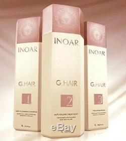 Inoar G-Hair Keratin Brazilian Hair Straightener 3 Steps Kit 3X1L Fast Shipping