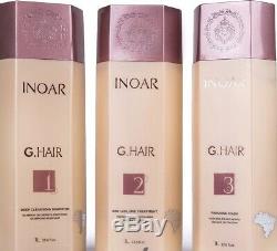 Inoar G-Hair Keratin Brazilian Hair Straightener 3 Steps Kit 3X1L Fast Shipping