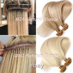 Invisible AAAA+ Pre Bonded Nail U Tip 100% Remy Keratin Human Hair Extensions US