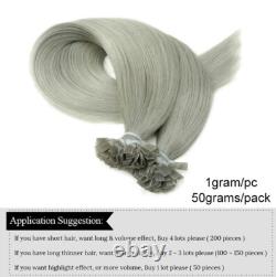 Invisible Grey Hair Remy Flat Tip Micro Bead Keratin 100% Human Hair Extension