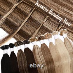 Invisible Keratin Nail UTip 100% Human Hair Extensions Pre Bonded Fusion 1g/s US