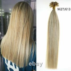 Italian Keratin Glue Fusion Nail U Tip Remy Human Hair Extensions Double Drawn1g