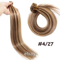 Keratin Bonds Nail U-Tip Remy Human Hair Extensions Pre bonded Fusion 0.5g Brown