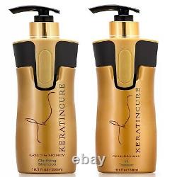 Keratin Cure Best Strong Hair Treatment Gold & Honey V2 STRONG 10 Oz 2 Pc Kit